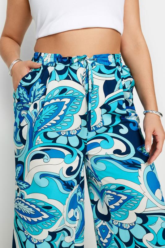 LIMITED COLLECTION Plus Size Blue Abstract Print Drawstring Wide Leg Trousers | Yours Clothing 5
