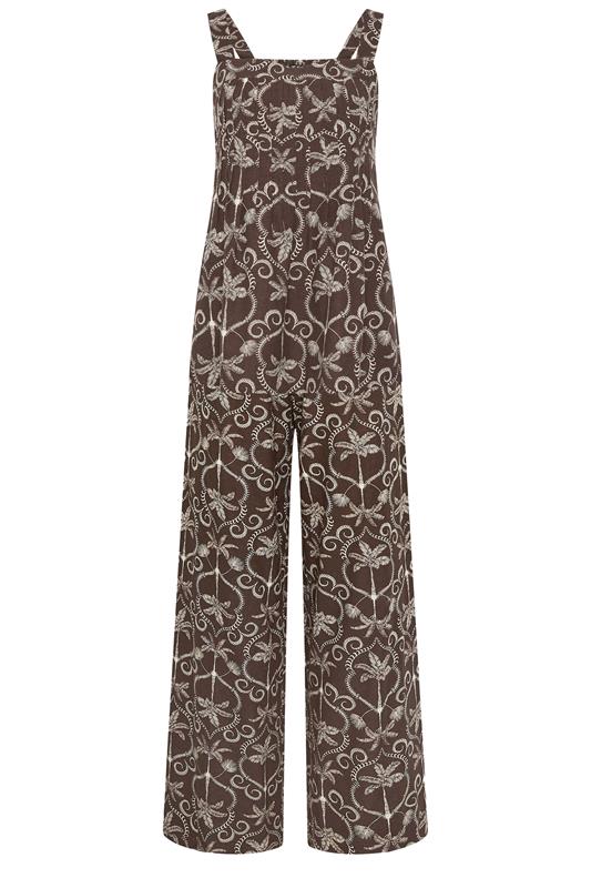 LTS Tall Women's Set Chocolate Brown Palm Linen Vest Top & Wide Leg Trousers | Long Tall Sally 5