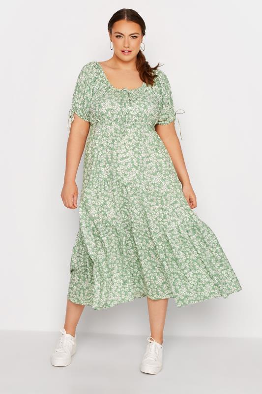 Plus Size  LIMITED COLLECTION Curve Sage Green Daisy Print Maxi Dress