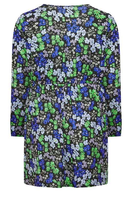 LIMITED COLLECTION Plus Size Blue Floral Print Wrap Top | Yours Clothing 6