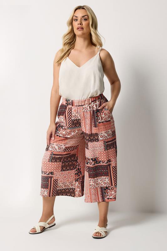 YOURS Plus Size Orange Paisley Culottes | Yours Clothing 1