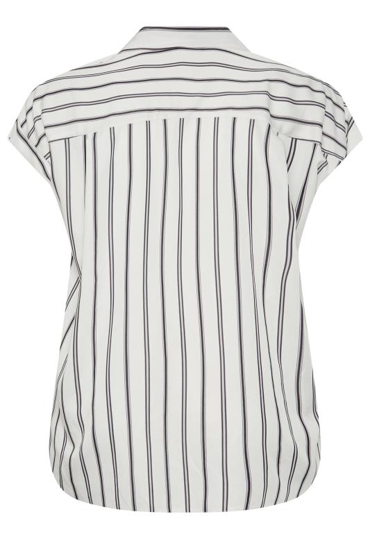 YOURS Curve Plus Size White Stripe Short Sleeve Shirt | Yours Clothing  7