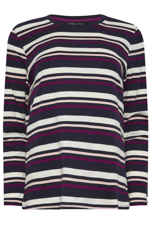 M&Co Navy Blue Stripe Long Sleeve Cotton T-Shirt | M&Co 6
