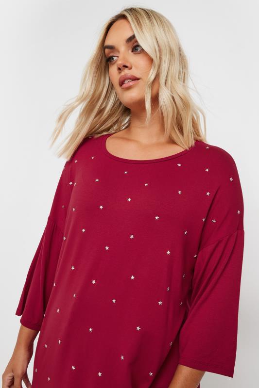 YOURS Plus Size Red Star Embellished Swing Top | Yours Clothing 5