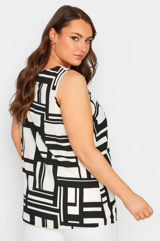 YOURS Curve Plus Size White Geometric Print Cami Vest Top | Yours Clothing  3