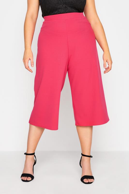 YOURS LONDON Curve Hot Pink Wide Leg Culottes_A.jpg