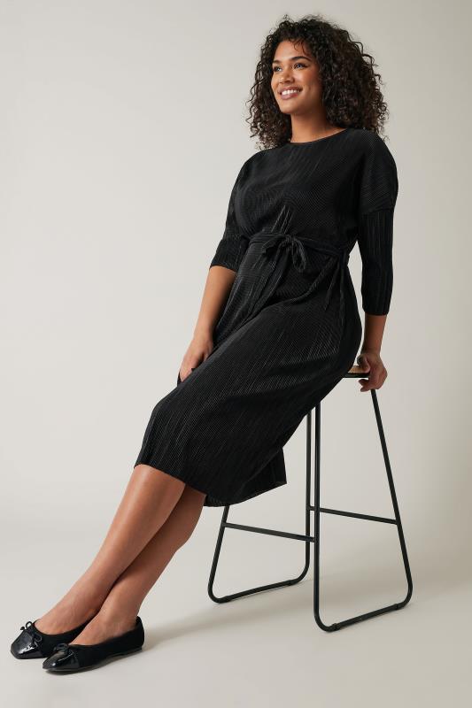 Pleat Midi Dress Black 2