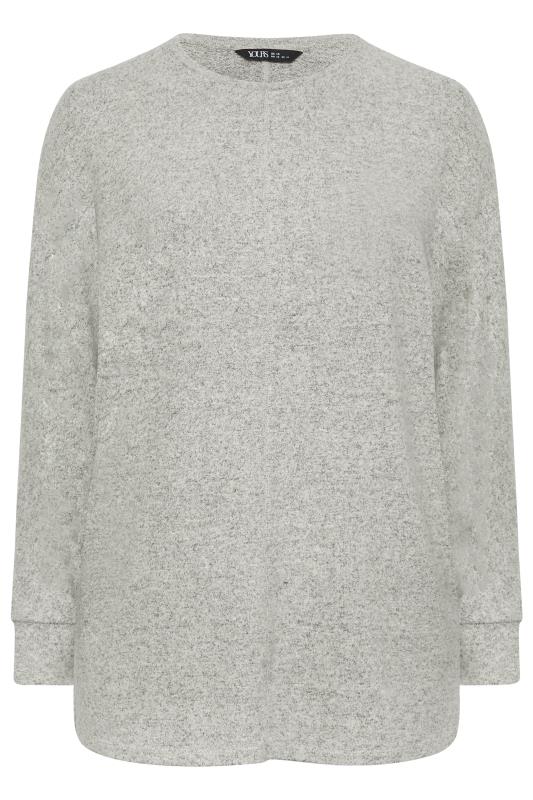 YOURS LUXURY Curve Light Grey Front Seam Detail Jumper | Yours Clothing 5