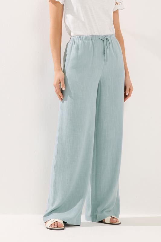 LTS Tall Women's Light Blue Wide Leg Linen Trousers | Long Tall Sally 2