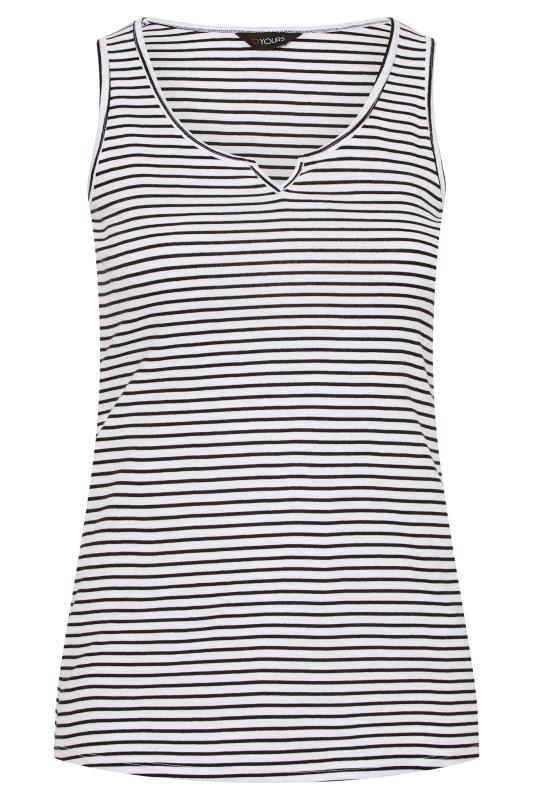 Plus Size White & Black Stripe Notch Neck Vest Top | Yours Clothing  6