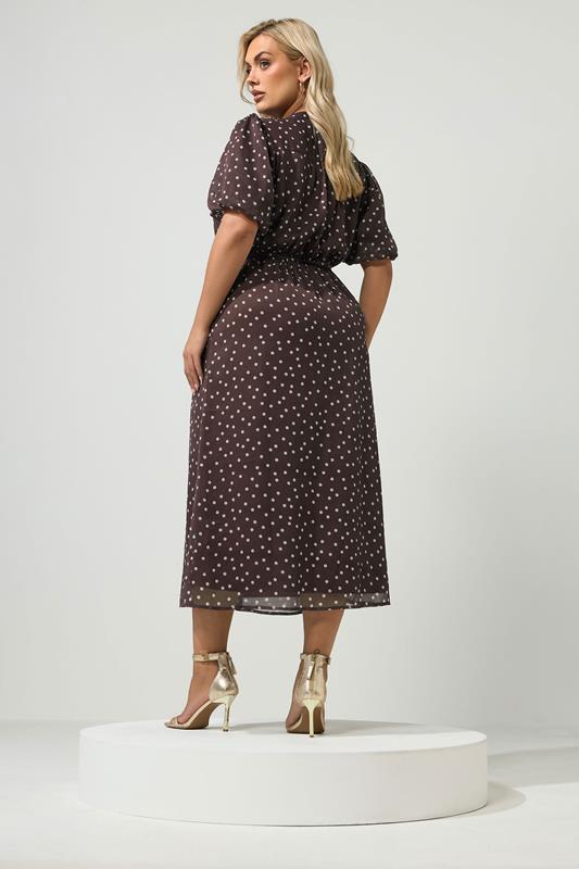 plus size brown polka dot dress Yours London Women's Chocolate Puff Sleeve Size 14 Curve dresses your height:5 Feet 9