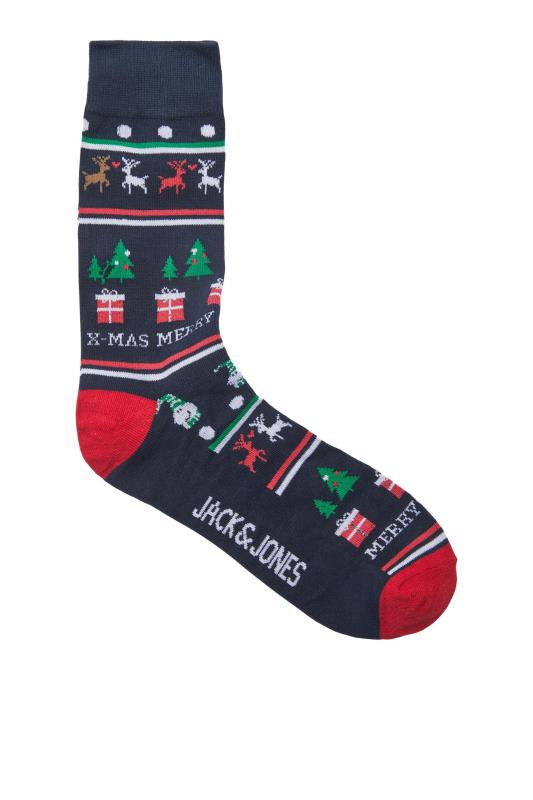 JACK & JONES 3 PACK Black & Red Christmas Socks Gift Set | BadRhino 3