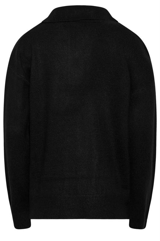 LTS Tall Black Button Placket Knitted Jumper 7