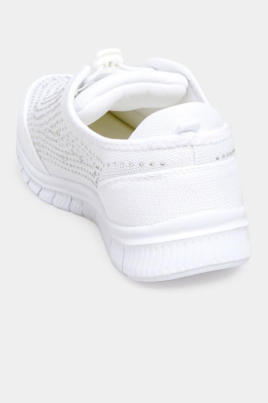 White Diamante Embellished Trainer in Extra Wide Fit | Yours Clothing 4