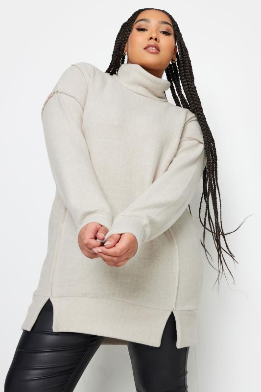 YOURS Plus Size White Soft Touch Turtleneck Sweatshirt | Yours Clothing 1