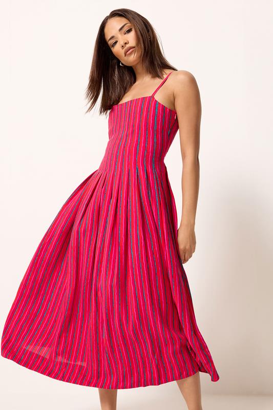  PixieGirl Petite vestido midi con rayas rosa 