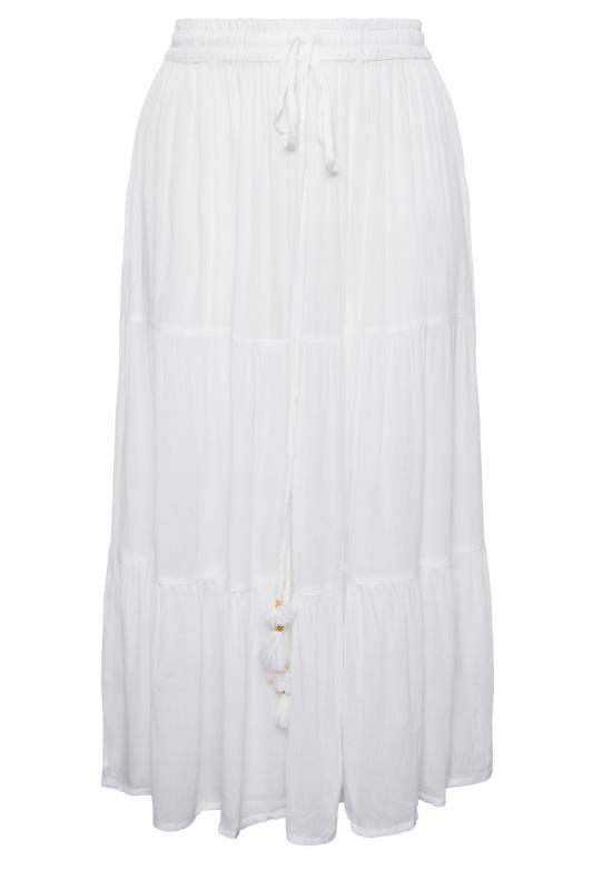 YOURS Curve Plus Size White Tiered Beach Skirt | Yours Clothing  6
