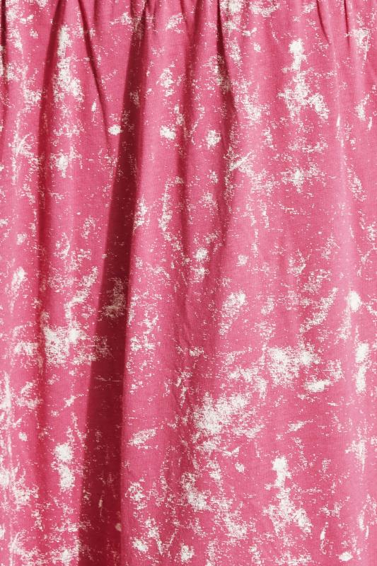 LIMITED COLLECTION Curve Pink Acid Wash Cotton Tier Dress 4
