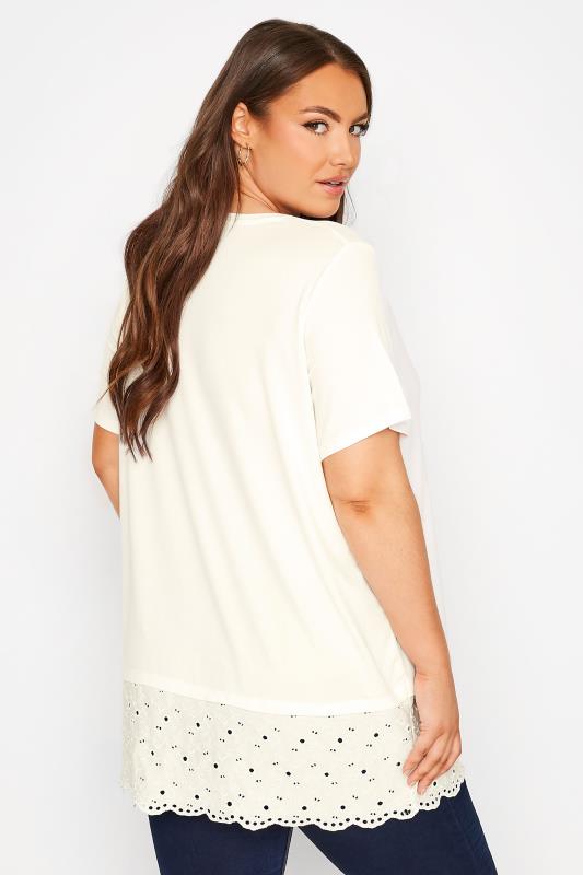 Plus Size White Lace Trim T-Shirt | Yours Clothing 3