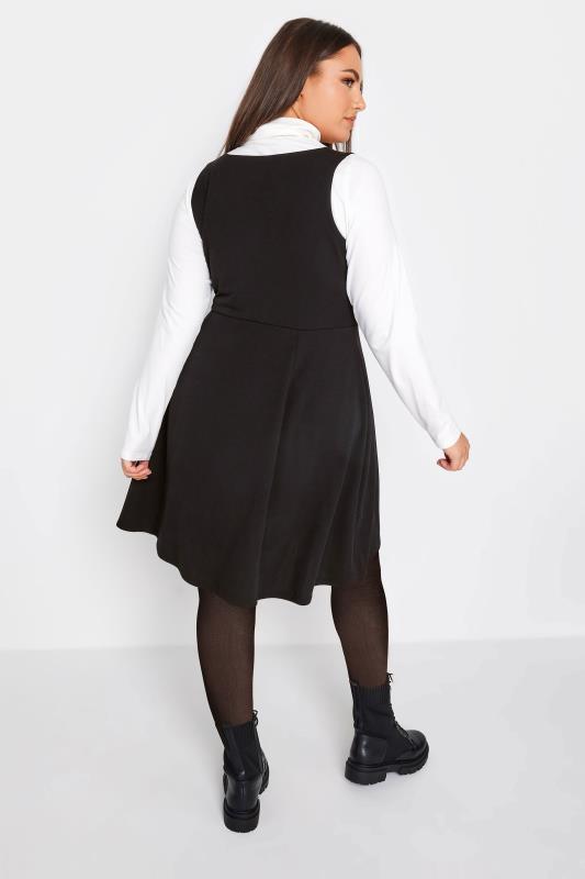 LIMITED COLLECTION Plus Size Black Square Neck Pinafore Dress | Yours Clothing 3
