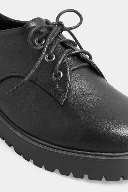 Black Chunky Lace Up Derby Shoes In Extra Wide EEE Fit | Yours Clothing 5