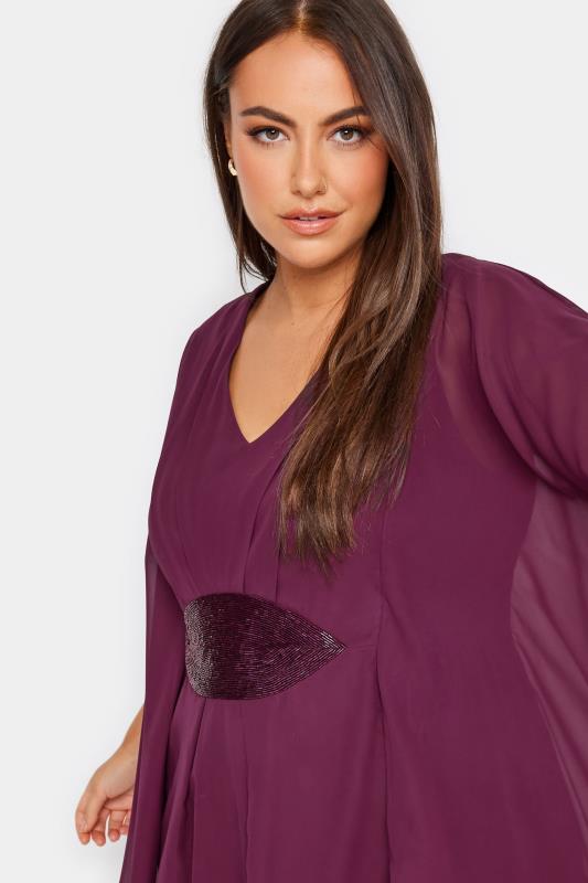 LUXE Plus Size Purple Hand Embellished Waist Cape Top | Yours Clothing 4