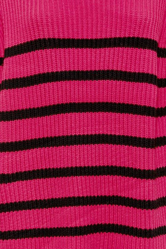 YOURS LUXURY Plus Size Hot Pink Stripe High Neck Jumper | Yours Clothing 6