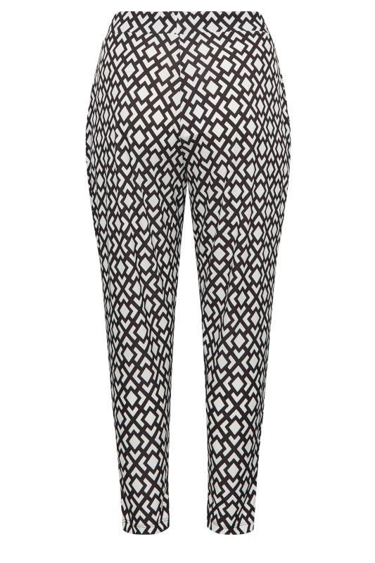 YOURS Curve Monochrome Geometric Print Harem Trouser | Yours Clothing