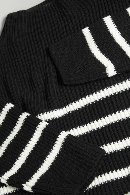 YOURS LUXURY Plus Size Black Stripe High Neck Jumper | Yours Clothing 9