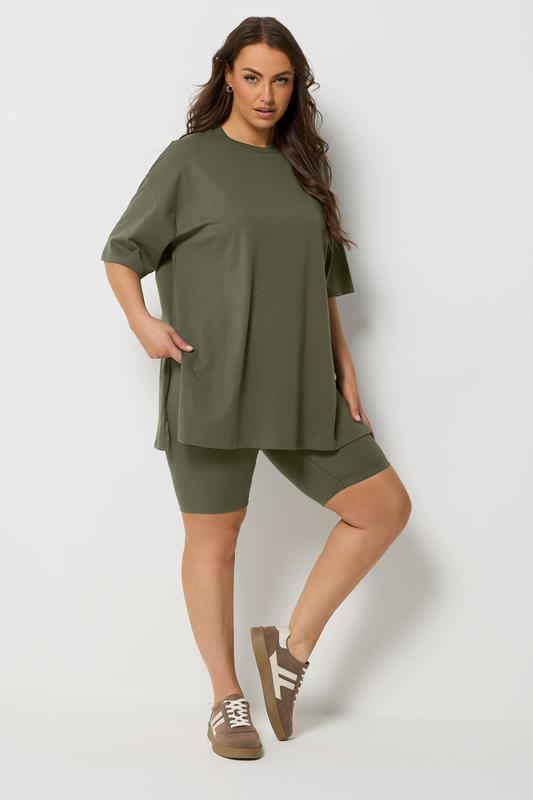 YOURS Plus Size Khaki Green Shorts | Yours Clothing 1
