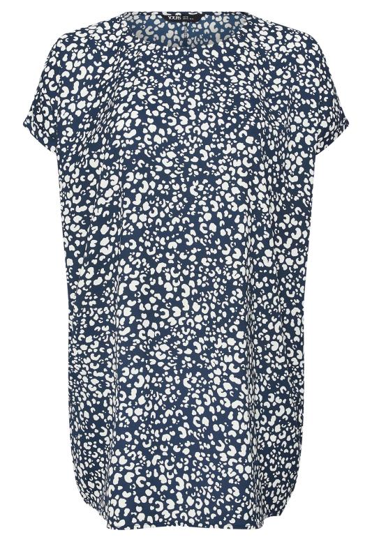 YOURS Plus Size Navy Blue Leopard Print Shift Dress | Yours Clothing 5
