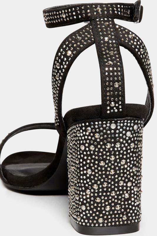 LIMITED COLLECTION Black Faux Suede Diamante Embellished Heels In Wide E Fit & Extra Wide EEE Fit 4