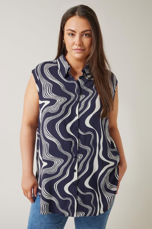 EVANS Plus Size Blue Abstract Print Tunic | Evans 1