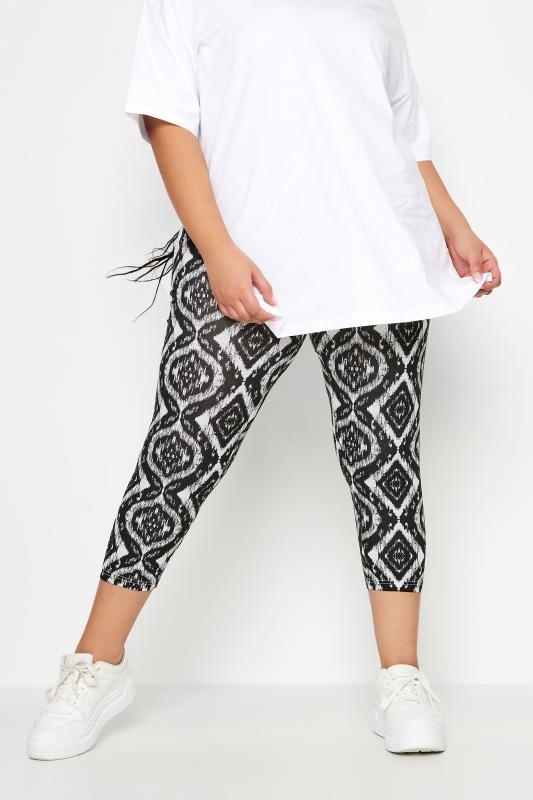 YOURS Plus Size 2 PACK Black Aztec Print Cropped Leggings | Yours Clothing 4