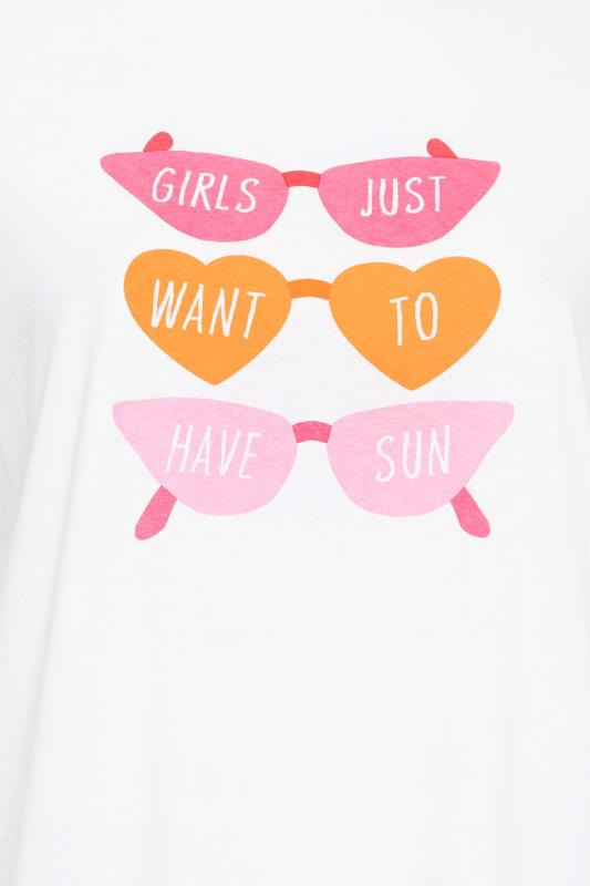 LIMITED COLLECTION Plus Size White 'Girls Want Sun' Slogan Print T-Shirt | Yours Clothing 5