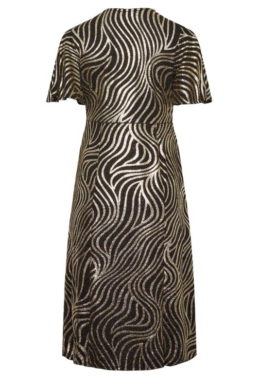 M&Co Black Swirl Print Angel Sleeve Split Hem Midi Dress | M&Co