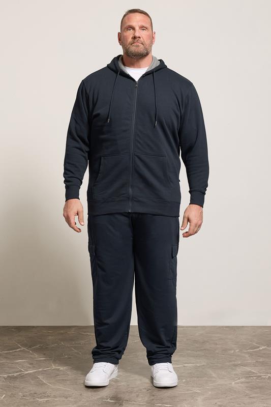 KAM Big & Tall Navy Zip Through Hoodie | BadRhino 1