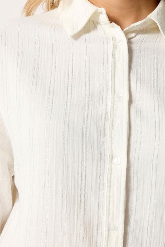LTS Tall Women's Set Cream Metallic Shirt & Tie Front Shorts | Long Tall Sally 6