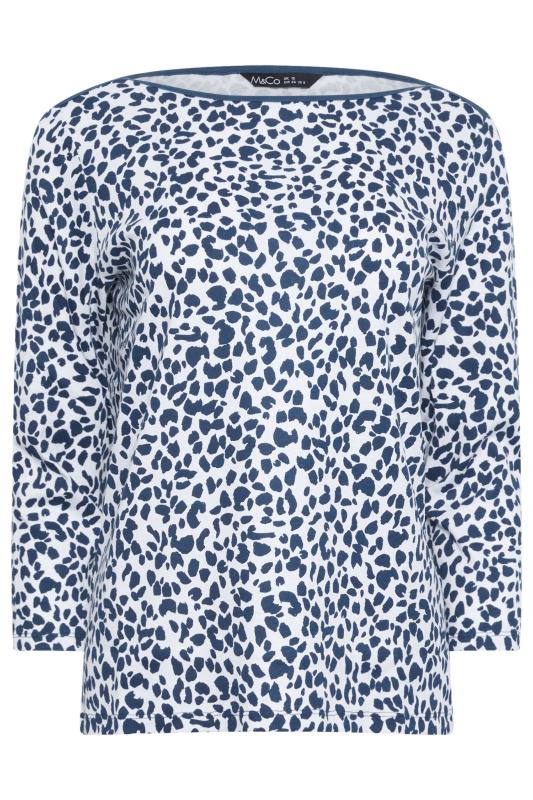 M&Co Blue Dalmatian Print 3/4 Sleeve Top | M&Co 4