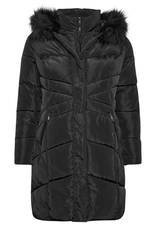 YOURS Plus Size Black Faux Fur Trim Puffer Coat | Yours Clothing 7