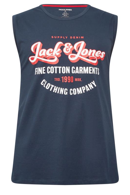 JACK & JONES Big & Tall Navy Blue Logo Vest Top | BadRhino 3