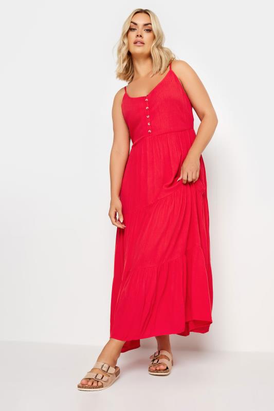 YOURS Curve Red Textured Maxi Dress 3