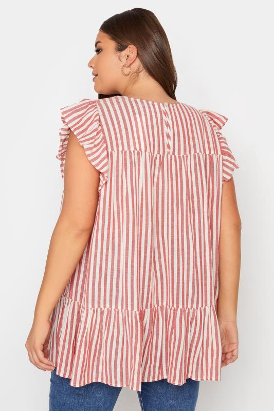 YOURS LONDON Curve Red & White Stripe Smock Top 3