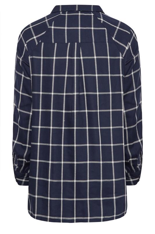 BUMP IT UP MATERNITY Plus Size Navy Blue Check Long Sleeve Shirt | Yours Clothing 7