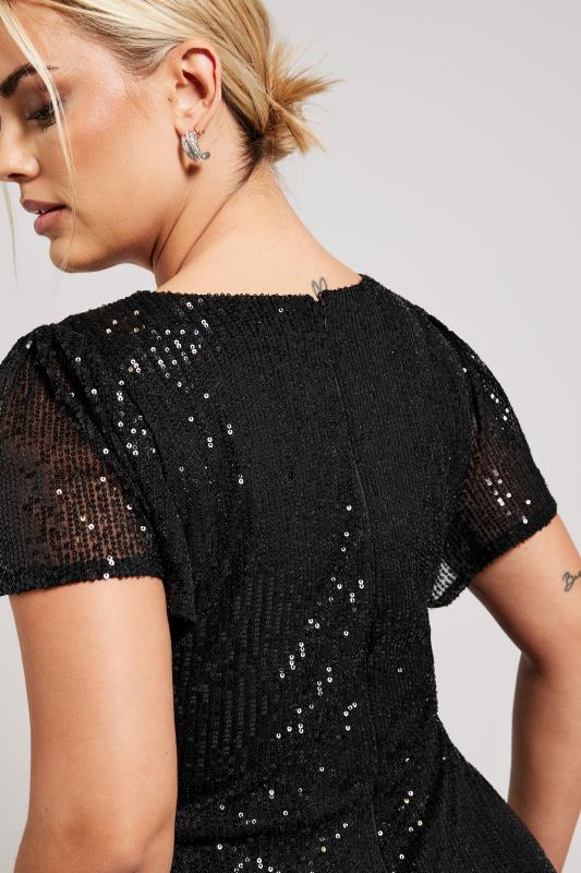 YOURS LONDON Plus Size Black Sequin Embellished Wrap Dress | Yours Clothing 5