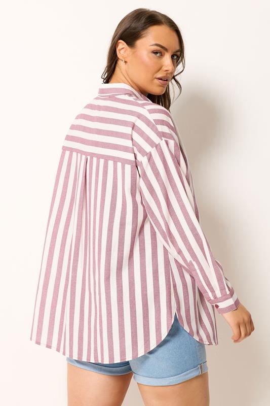 YOURS Plus Size Red Stripe Linen Shirt | Yours Clothing 4