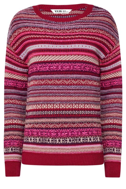 Plus Size  YOURS PETITE Curve Red & Pink Fairlise Jumper