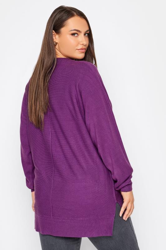 YOURS Plus Size Purple Front Seam Detail Jumper | Yours Clothing 3