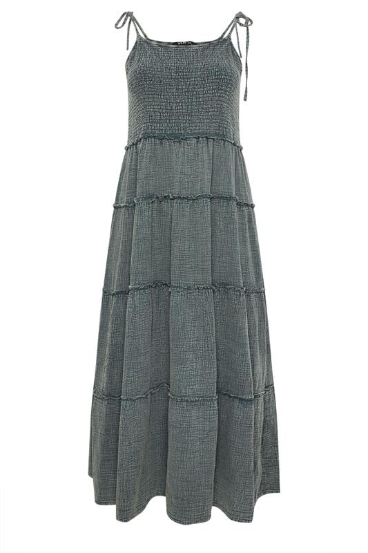 YOURS Plus Size Grey Cheesecloth Tiered Dress | Yours Clothing 5