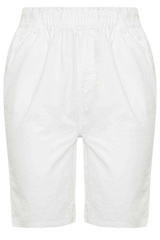 YOURS Plus Size Ivory White Cool Cotton Shorts | Yours Clothing 5
